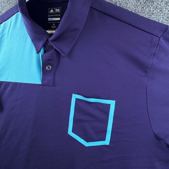 Adidas Coolmax Purple XL Short Sleeve Polo Shirt Puremotion W/ Pocket Blue - Picture 8 of 10